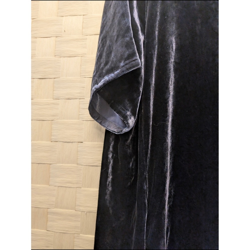 Eileen Fisher Navy Blue Silk Blend Velvet Mock Neck Back Tie Shift Dress XL - Picture 5 of 15